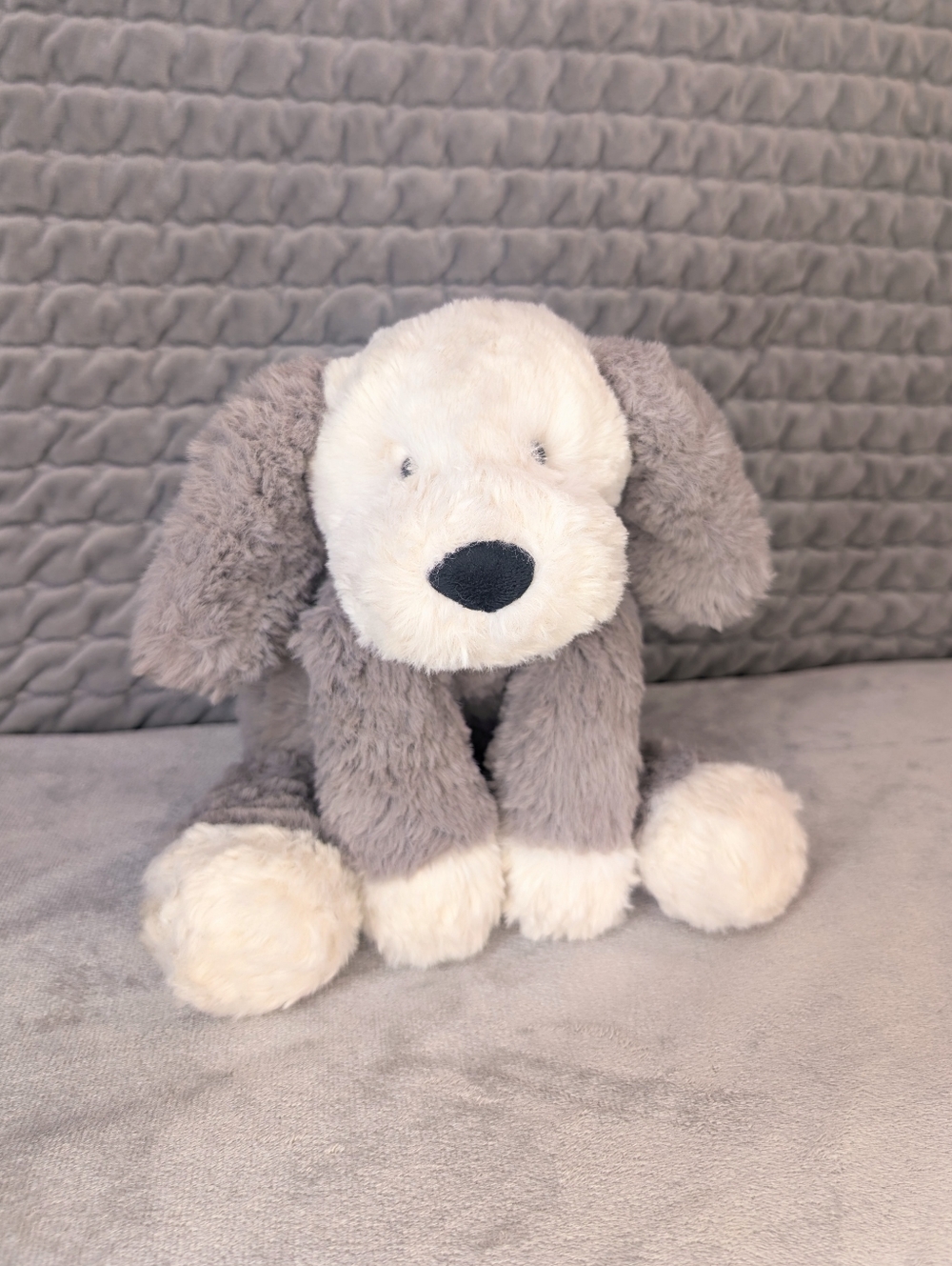 Jellycat Smudge Puppy Dog Medium Plush Stuffed Animal Gray/White Sheepdog